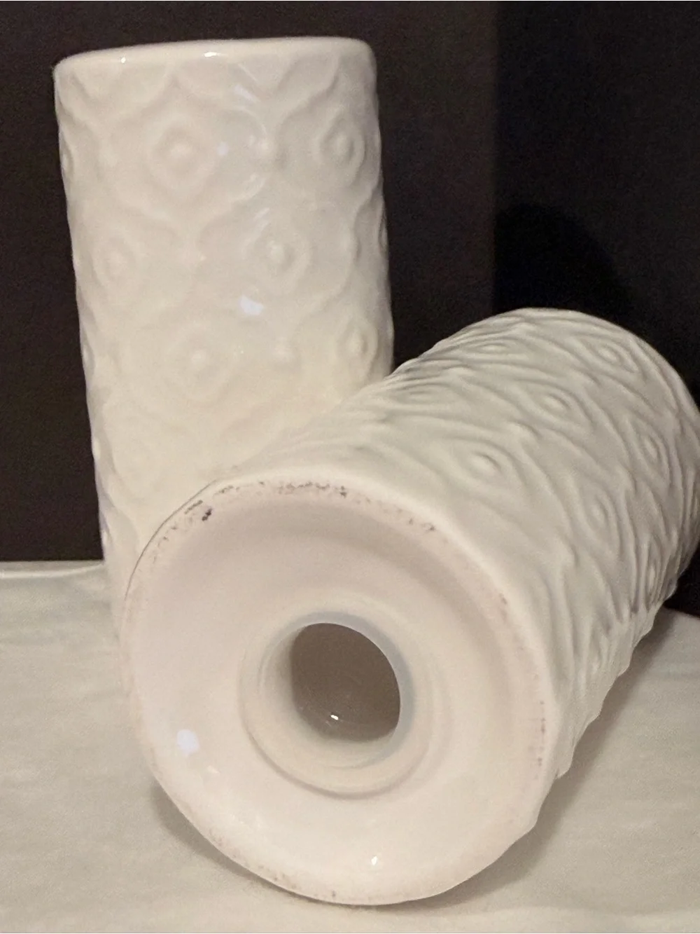 White Textured Ceramic salt and pepper shaker - Pair